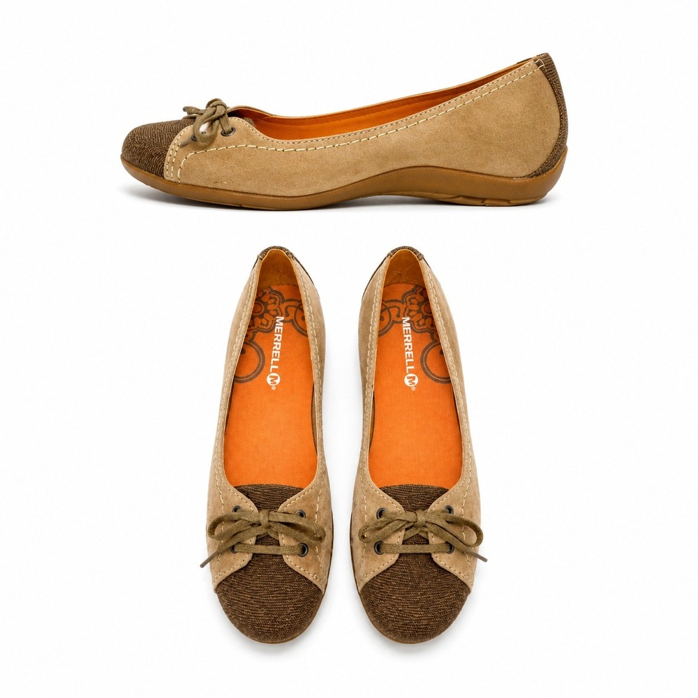Merrell Rosella Truss Ballet Flats 7.5 Brown Suede Canvas Walking Shoes J48556